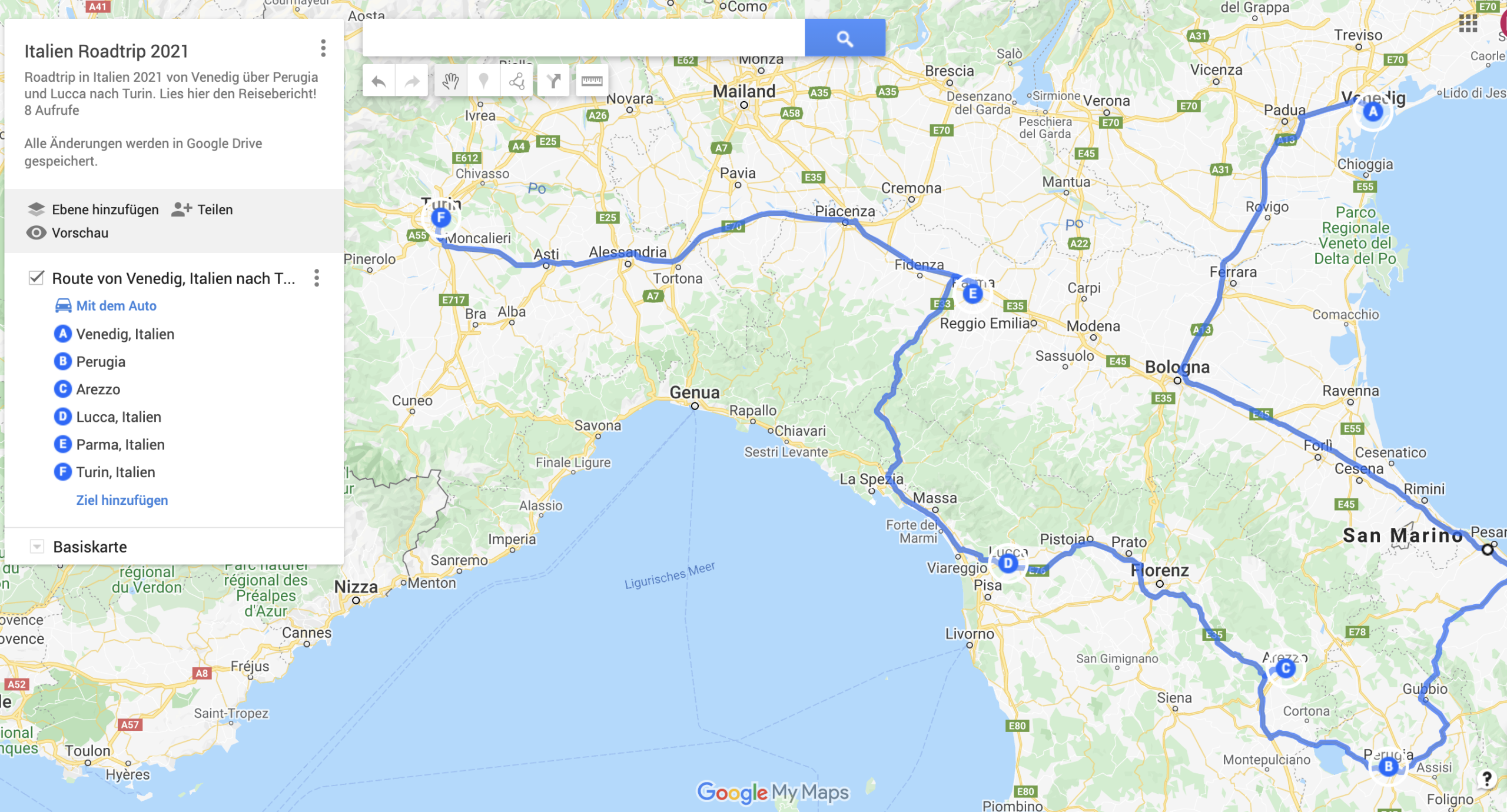 Roadtrip Italien: Die Route